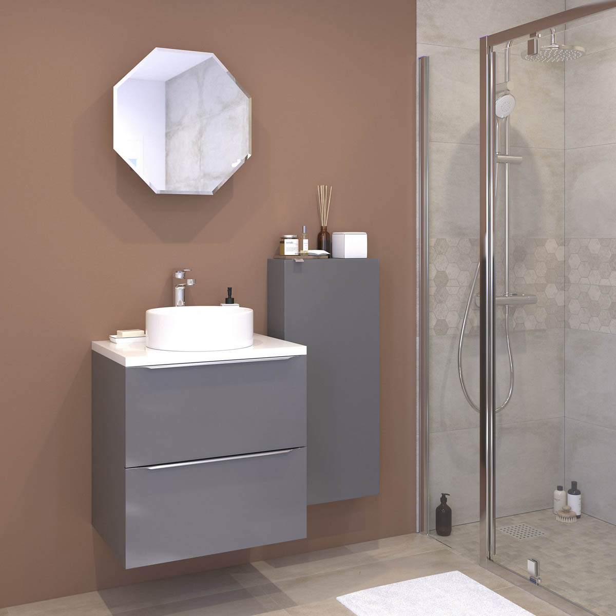 Croydex Bathroom Cabinet Wall Mounted Mirrored Single Door (H)500(W)500(D)11cm - Image 2