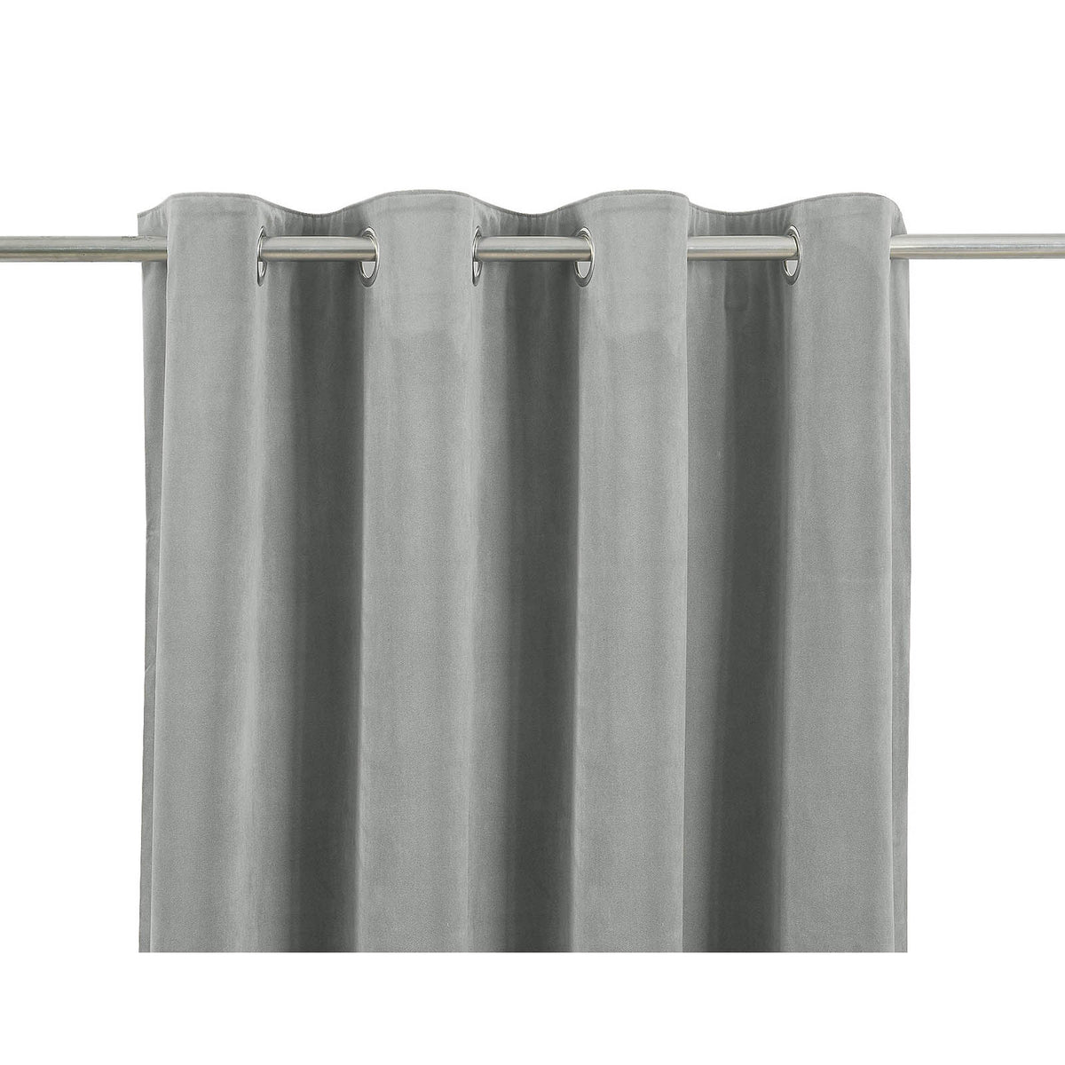 Valgreta Grey Velvet Lined Eyelet Curtain (W)167cm (L)183cm, Pair - Image 2
