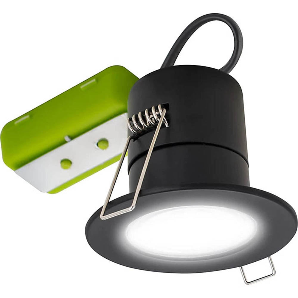 LED Downlights Recessed Ceiling Spotlight Fixed Round Black Cool White Pack Of 6 - Image 1