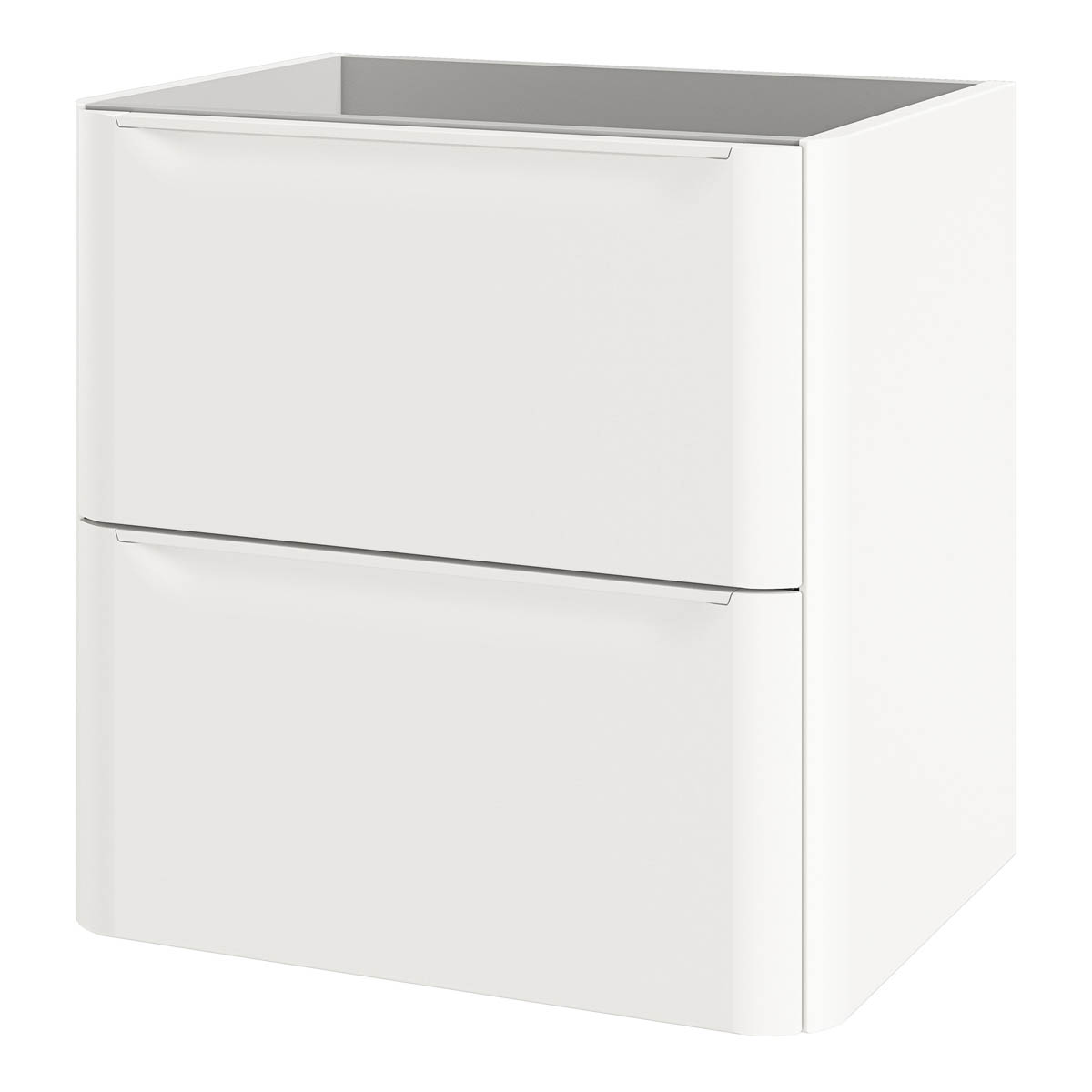 Bathroom Vanity Unit Matt White Wall Mounted 2 Drawers Storage (H)60x(W)60cm - Image 1