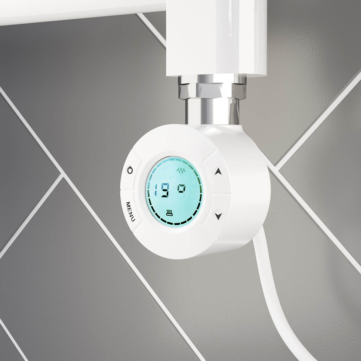 Flomasta Electric Towel Rail Radiator White Flat Bathroom Warmer (H)100x(W)50cm - Image 5