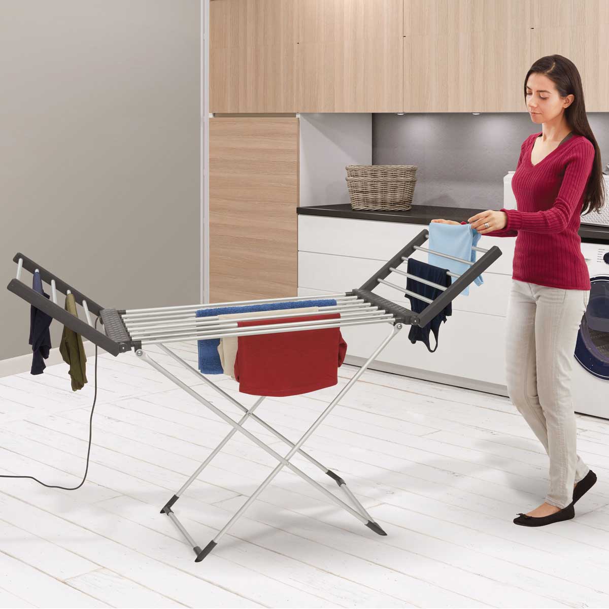 Clothes Airer Electric Dryer Heated Lightweight Folding Grey (H)740 (W)500mm - Image 3