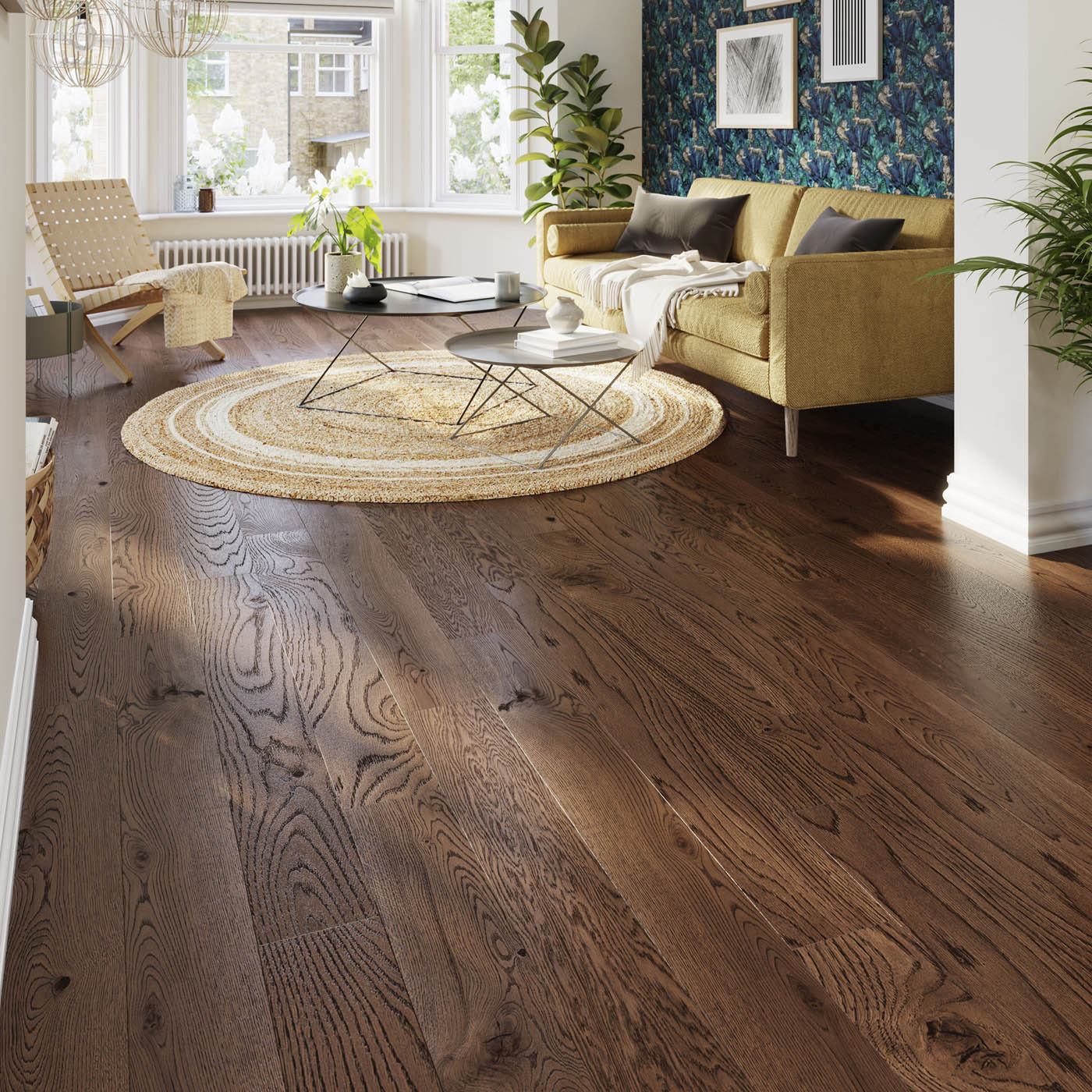 GoodHome Skanor Natural Dark Brown Oak Solid wood flooring, Pack of 1, 1.8m² - Image 2