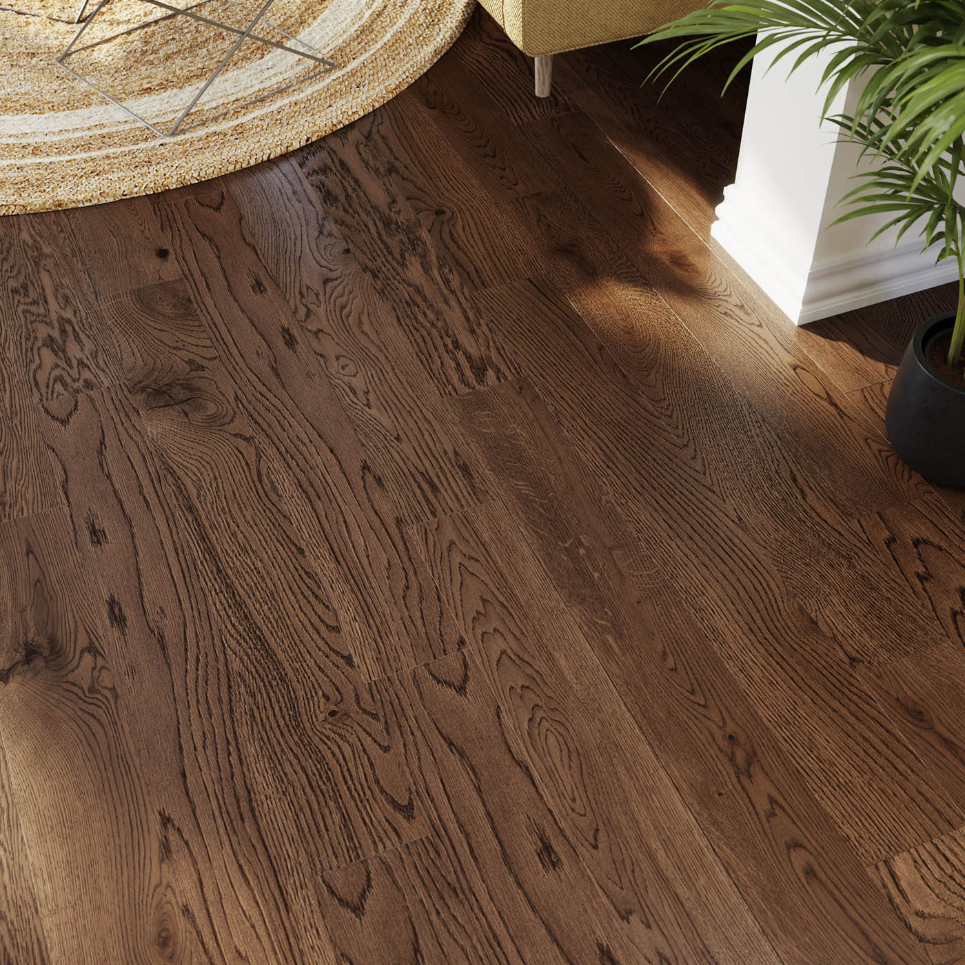 GoodHome Skanor Natural Dark Brown Oak Solid wood flooring, Pack of 1, 1.8m² - Image 4