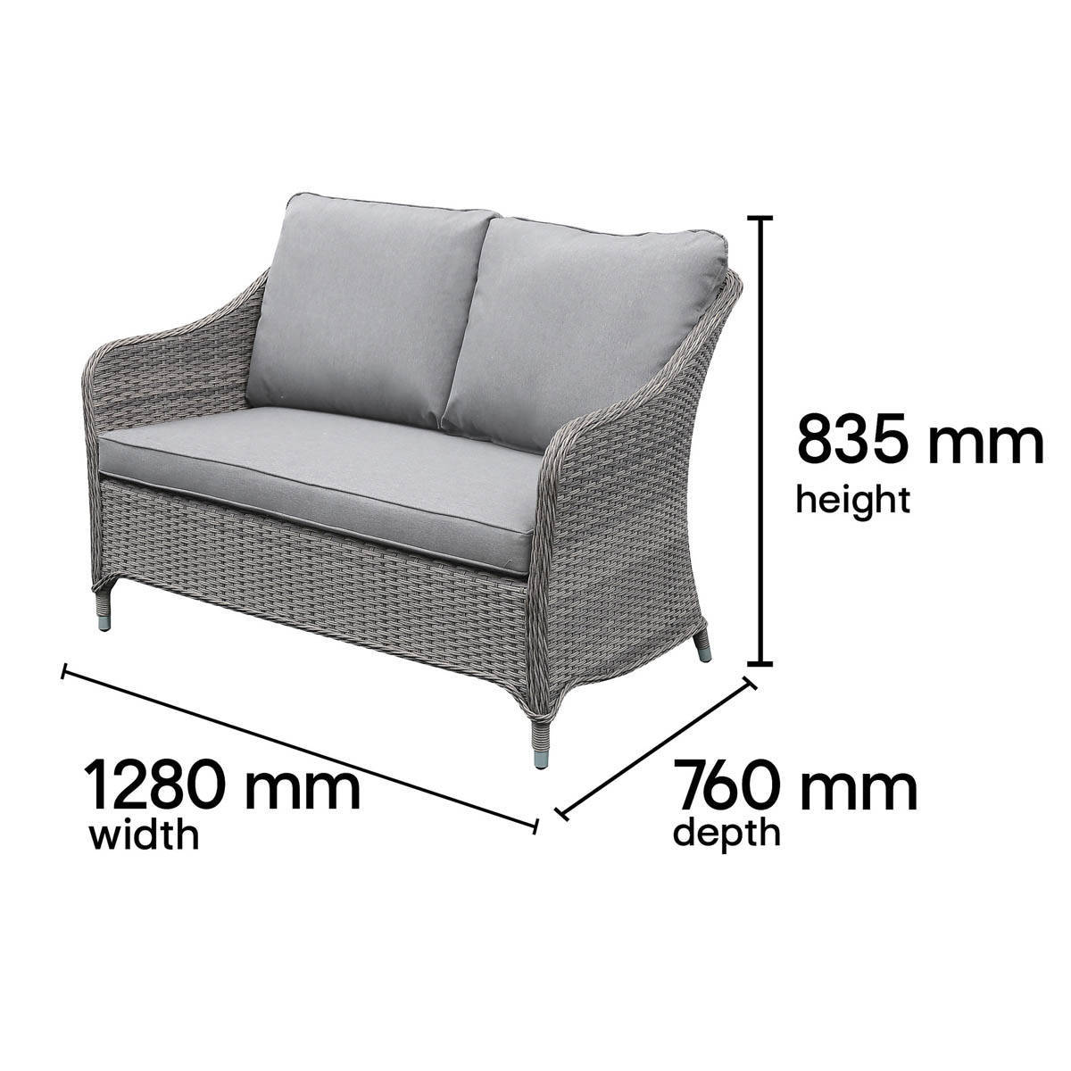 Outdoor Coffee Set 4 Seater Grey Rattan Garden Furniture Washable Cushion Covers - Image 6
