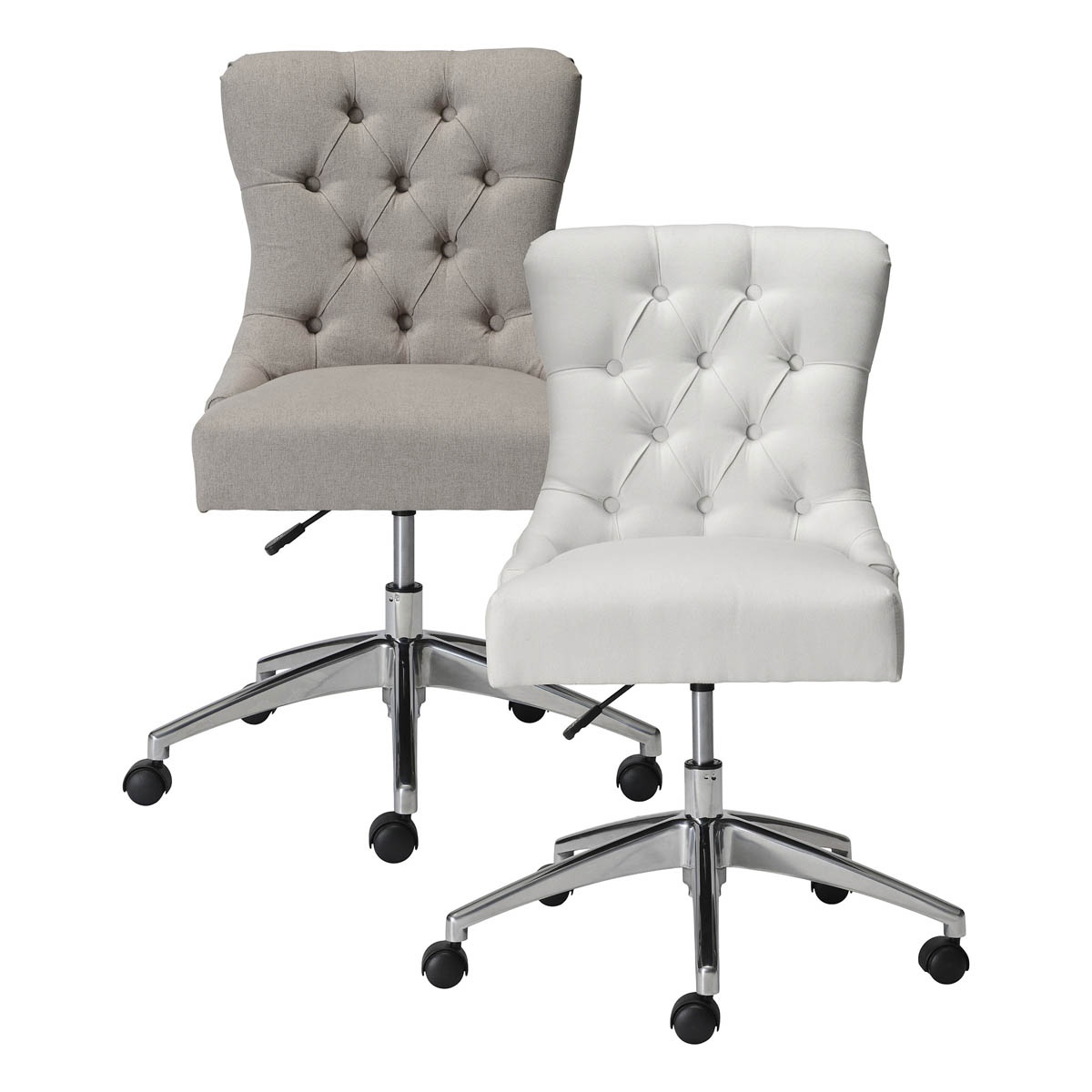 Office Chair Grey Linen Effect Swivel Adjustable Height Contemporary Home - Image 6
