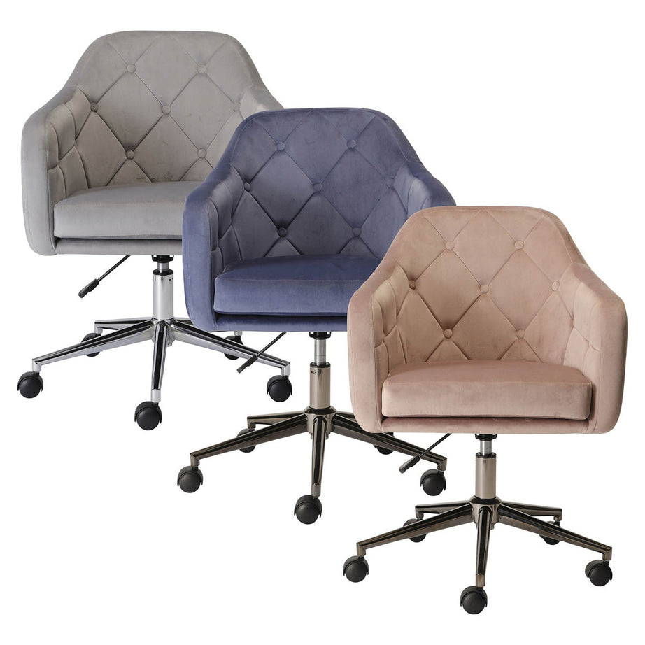 Trevillet Office Chair Wingback Grey Velvet Effect Quilted (H)915(W)620(D)660mm - Image 2