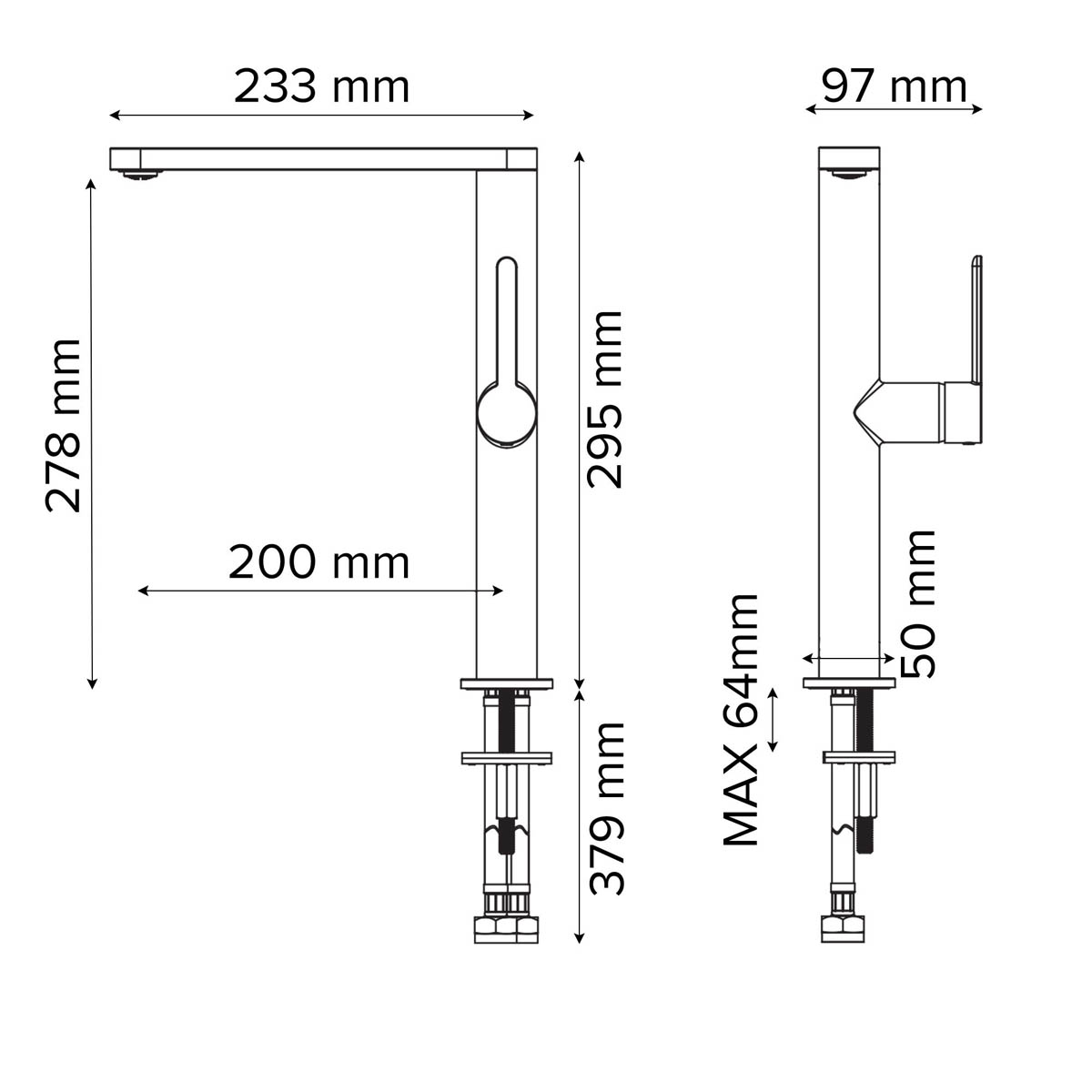 Kitchen Tap Mixer Stainless Steel Single Lever Swivel Spout Contemporary Faucet - Image 3
