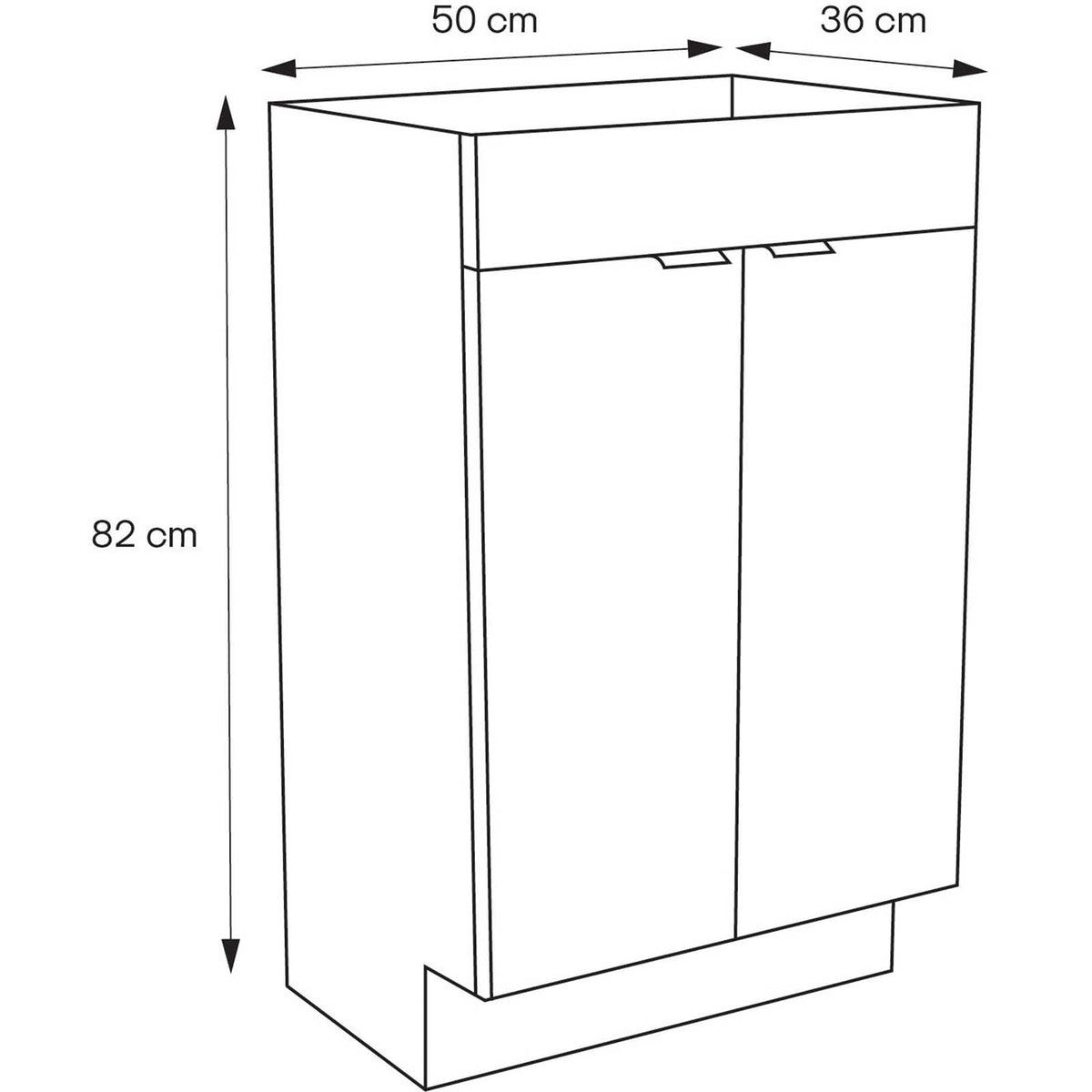 Bathroom Cabinet Imandra Slimline Gloss Grey Double Vanity Unit H82xW50cm - Image 2