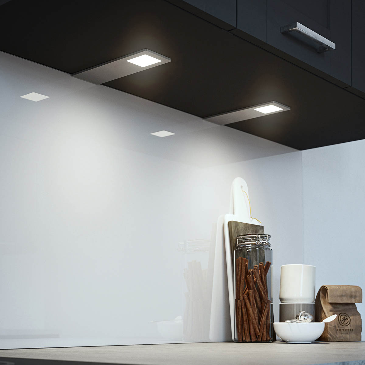 Astro Under Cabinet Light LED Variable White Aluminium Effect 190 x 70mm 3 Pack - Image 2