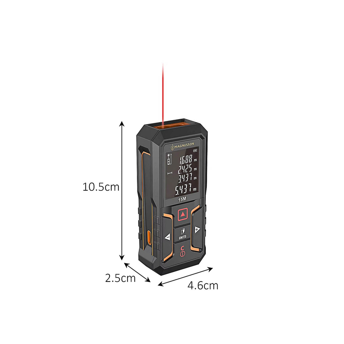 Magnusson Laser Distance Measurer 15m USB Rechargeable IP54 Rangefinder - Image 5
