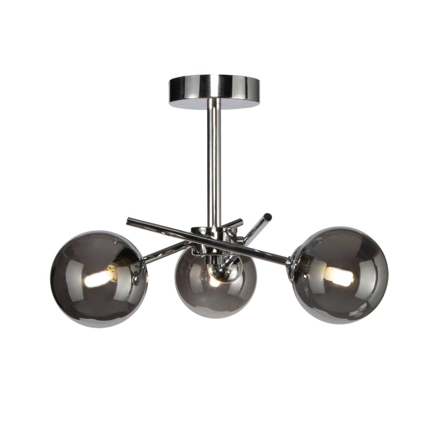 LED Ceiling Light Multi Arm Round Smoked Glass Shades Chrome Effect Modern - Image 1