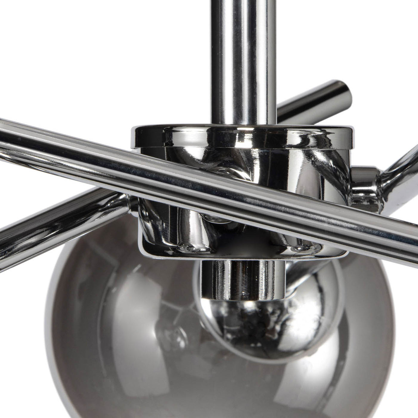 LED Ceiling Light 3 Way Round Smoked Glass Shades Multi Arm Chrome Effect Modern - Image 4