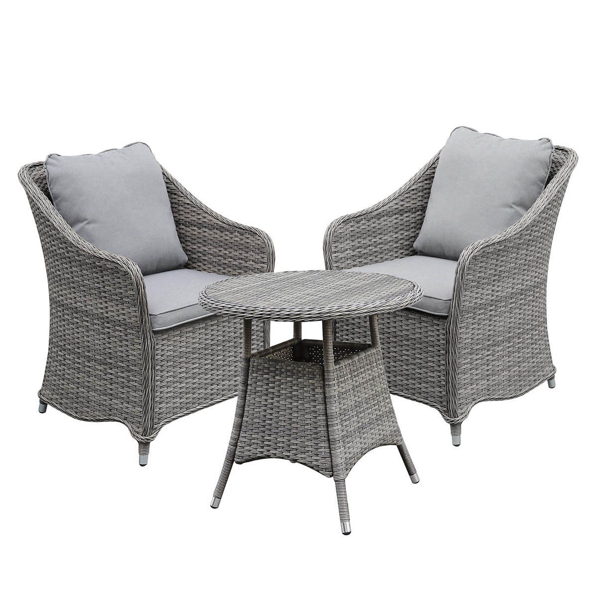 Rattan Effect Dining Set 2 Seater Steeple Grey Stain Water Repellent Cushions - Image 2