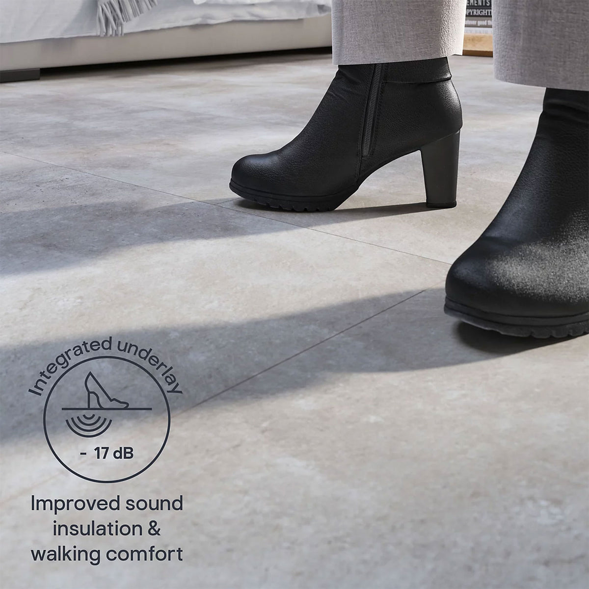 Composite Click Flooring White Concrete Effect Water Resistant Modern 1.95m² - Image 6