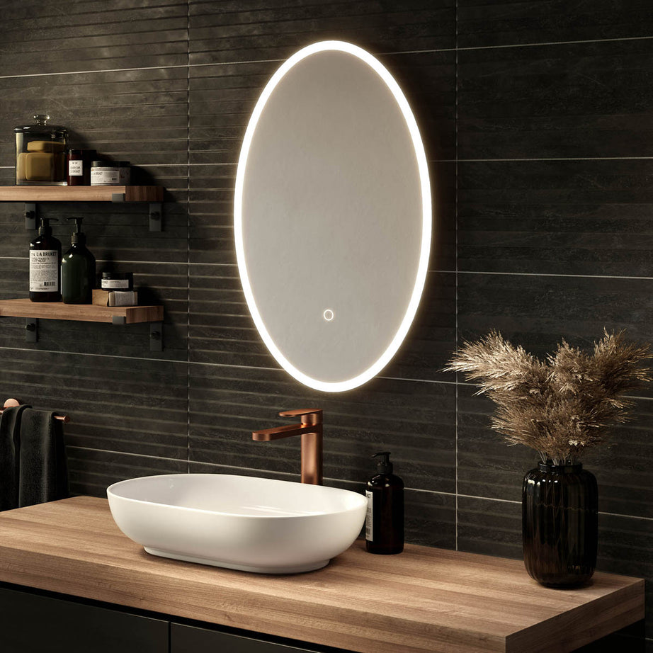 Sensio Illuminated Bathroom Mirror Oval LED Light Touch Sensor (H)80x(W)50cm - Image 1