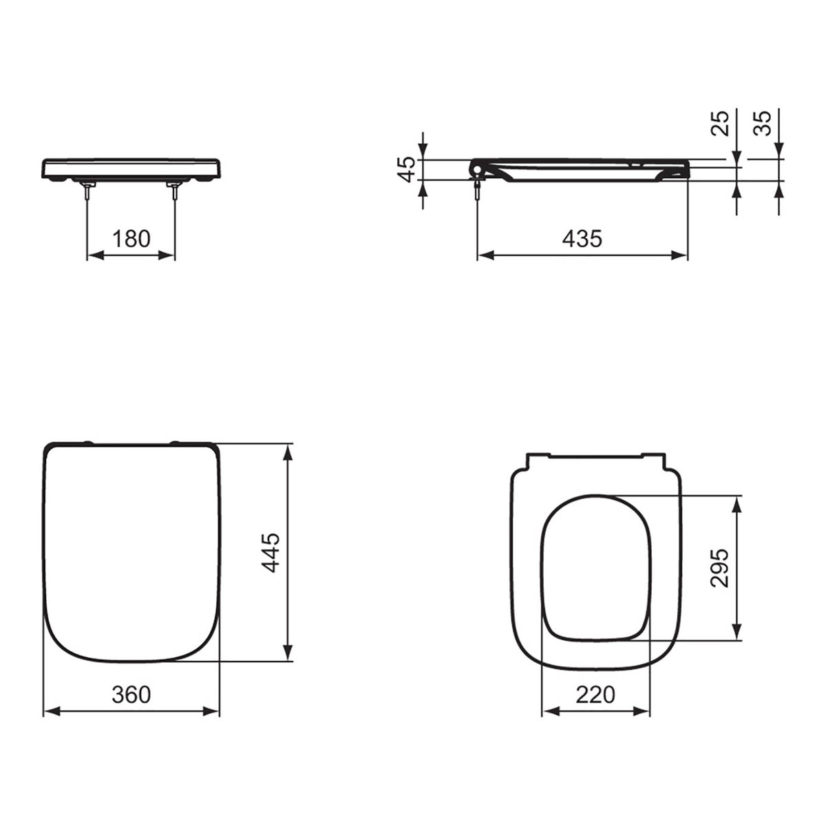 Ideal Standard Toilet Seat i.life A White Square Soft Close Durable Bottom Fix - Image 3