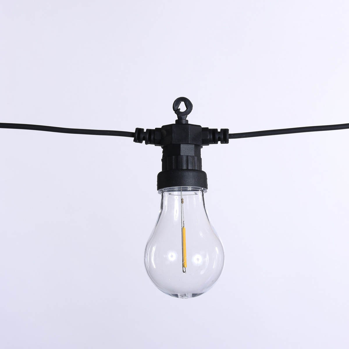 Outdoor Festoon String Lights 20 LED Plastic Black Warm White Weatherproof - Image 2