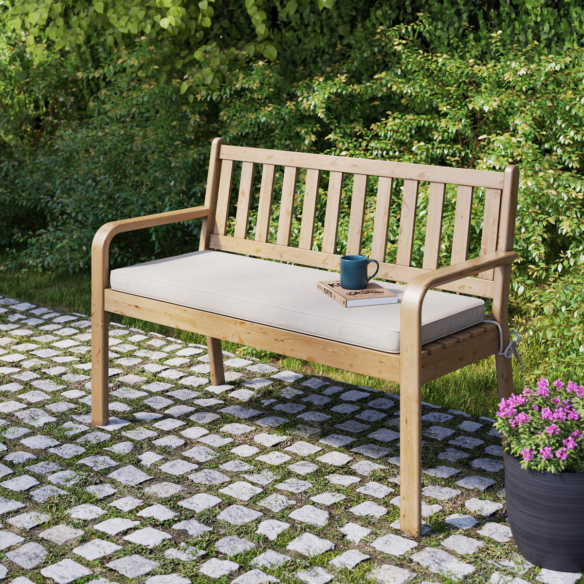 Garden Bench 2 Seater Natural Wooden Seating Furniture Outdoor Patio Balcony - Image 6