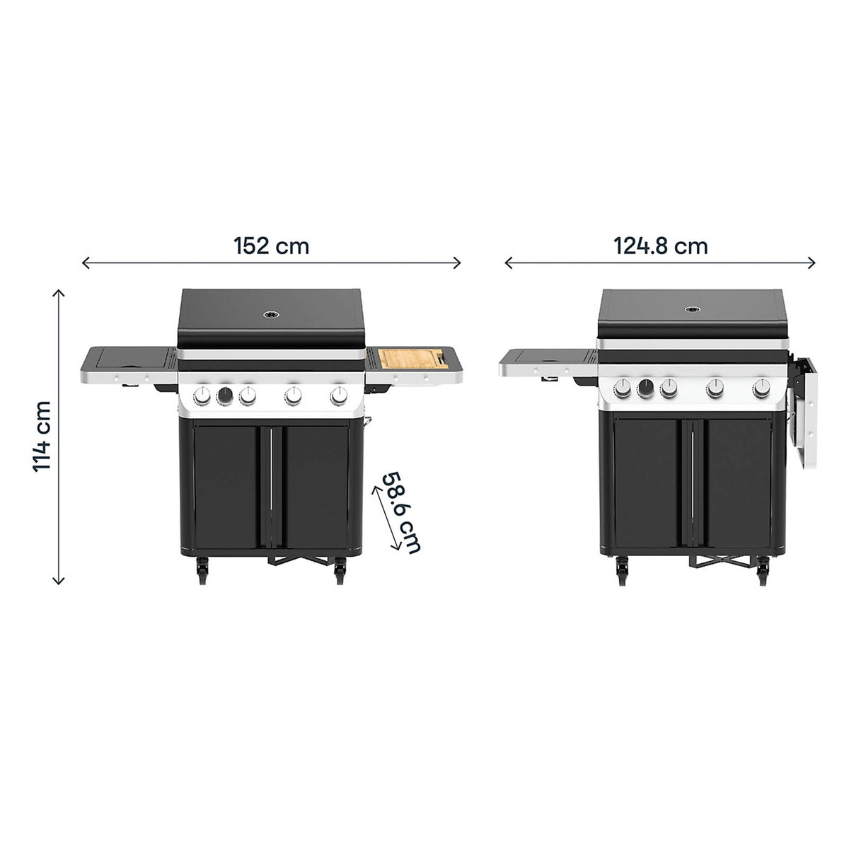 GoodHome Attaia Gas BBQ 4 Burner Black Grill Side Burner Patio Garden - Image 2