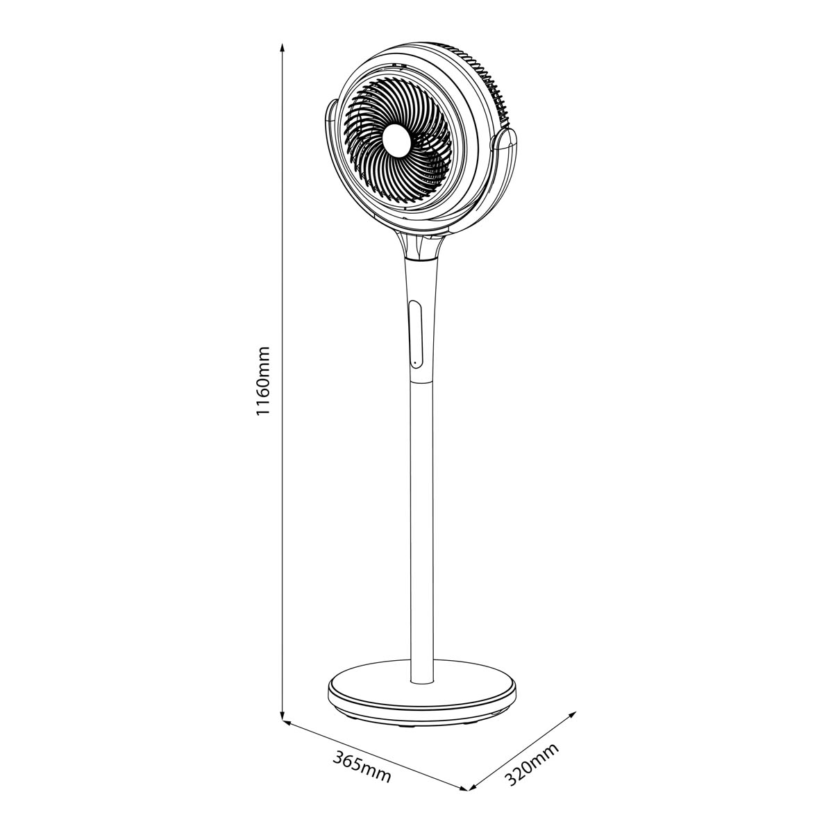 Pedestal Fan Adjustable Height Grey Oscillating Tilt Timer Powerful Cooler 8" - Image 3