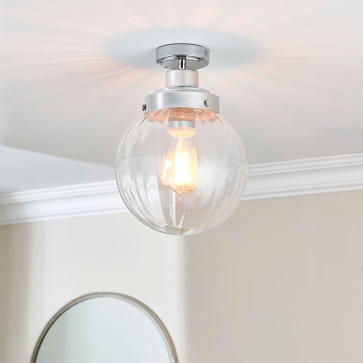Harbour Studio Regan LED Bathroom Ceiling Light Chrome Glass IP44 - Image 1