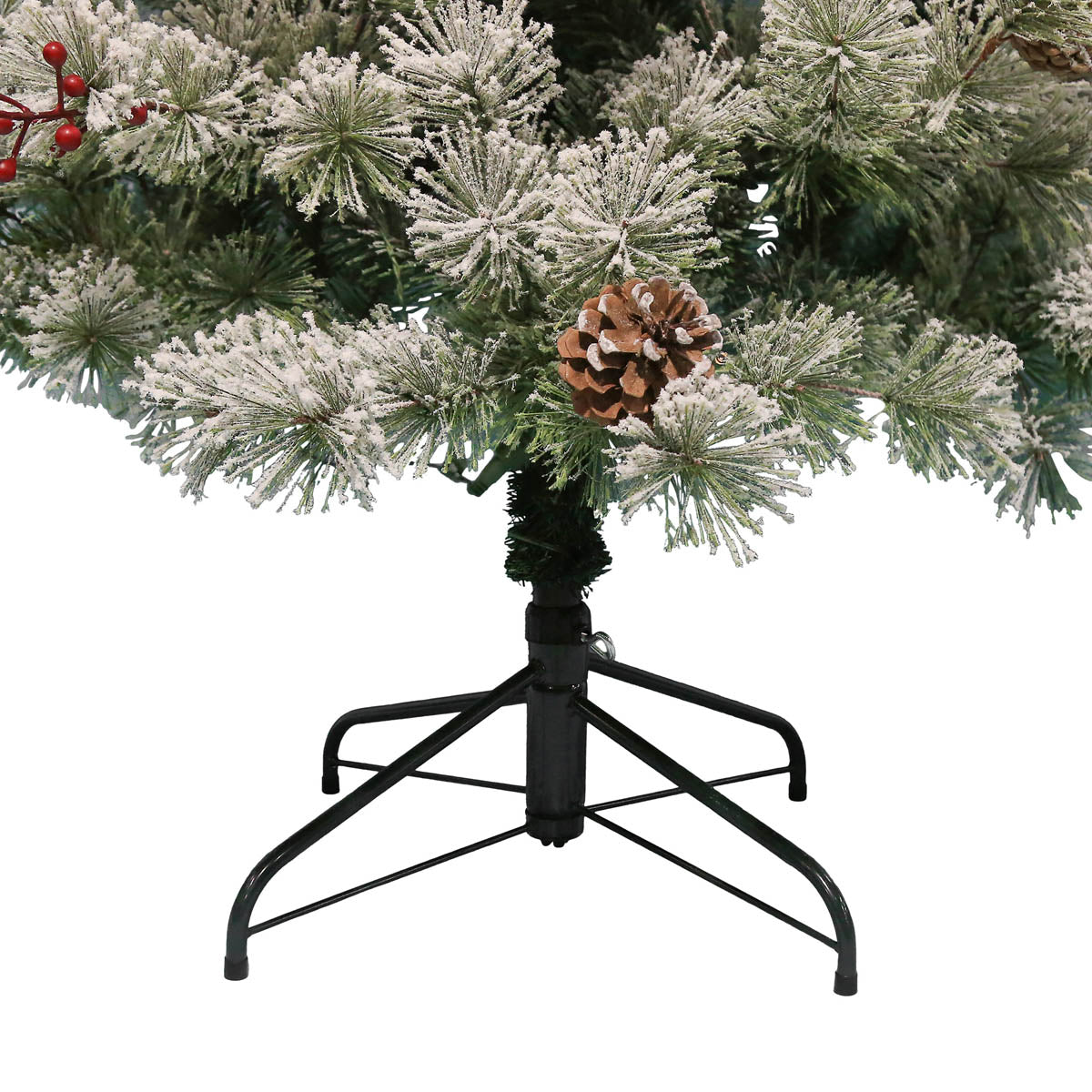 Christmas Tree 6ft Pre-lit Artificial LED Warm White Indoor Berries Pine Cones - Image 3