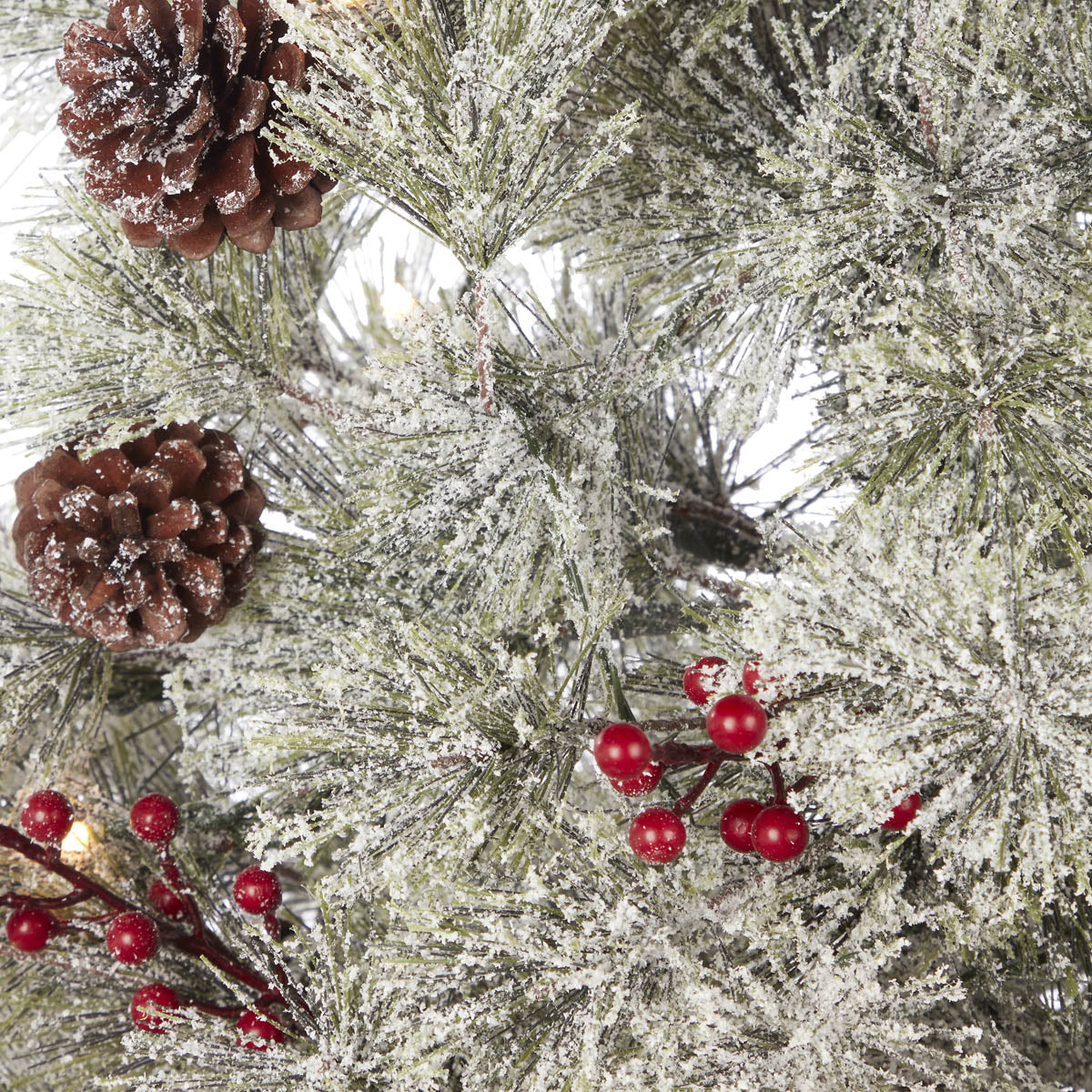 Christmas Tree 6ft Pre-lit Artificial LED Warm White Indoor Berries Pine Cones - Image 7