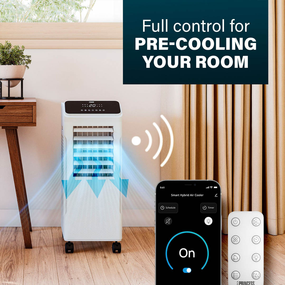 Princess Smart Air Cooler Fan 5L Hybrid White Portable Oscillation Remote Timer - Image 4