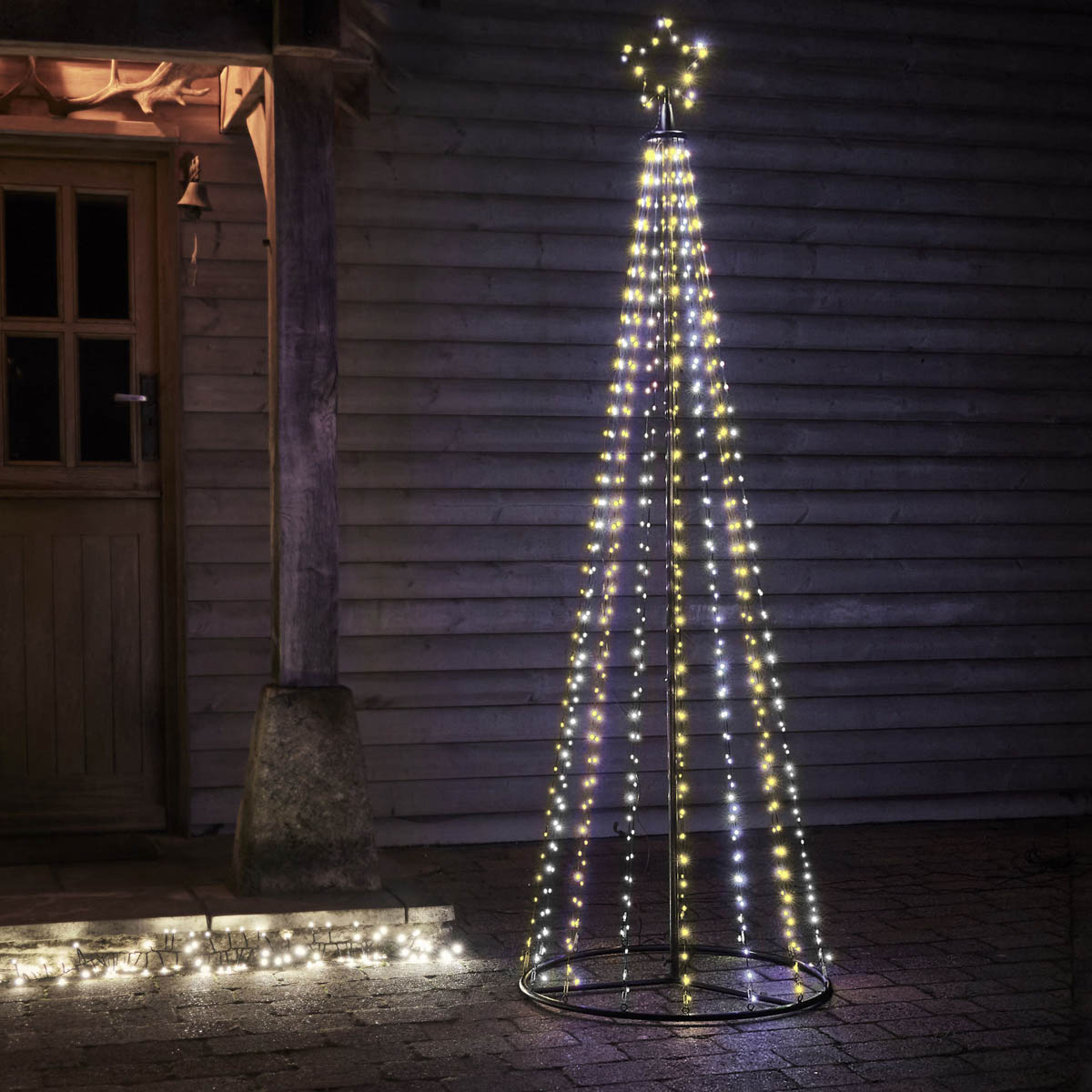 LED Christmas Tree Silhouette Ice And Warm White Freestanding Indoor Outdoor - Image 1