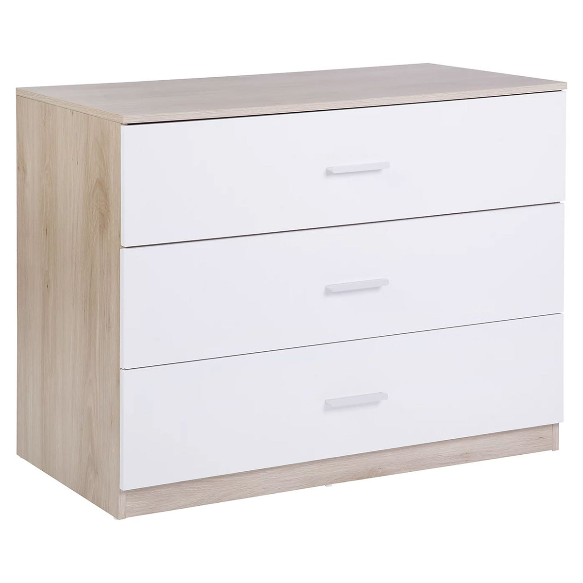 Hadwell 3 Drawer Chest of Drawers White Oak Effect Bedroom Storage 80cm - Image 2