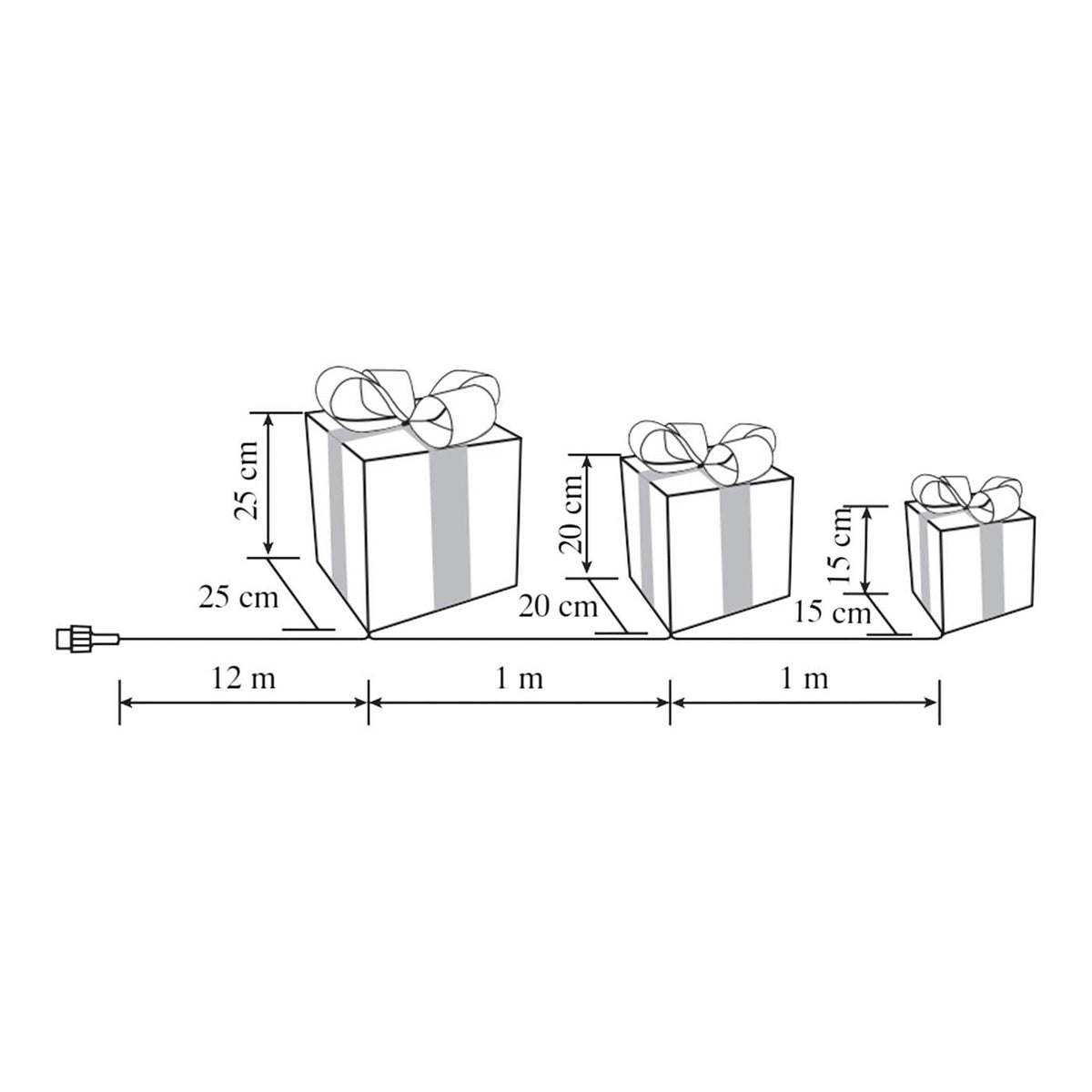 LED Christmas Silhouette Parcel Set Freestanding Warm White Timer Indoor Outdoor - Image 2