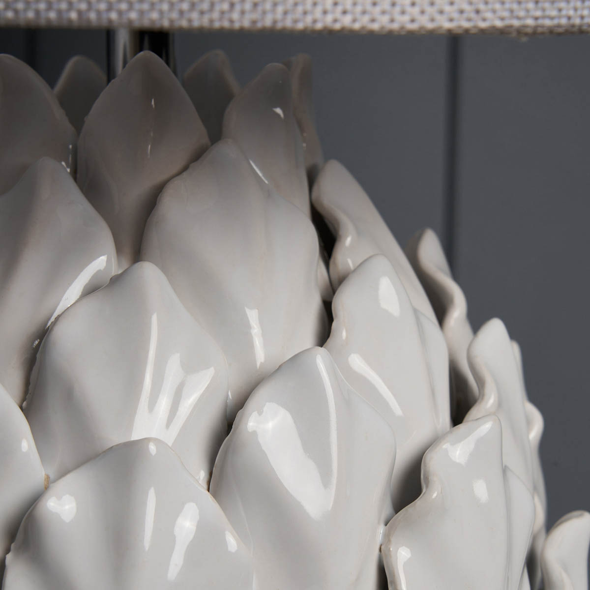 Inlight Table Lamp Gloss White Ceramic Artichoke Round Silver Shade Modern - Image 5