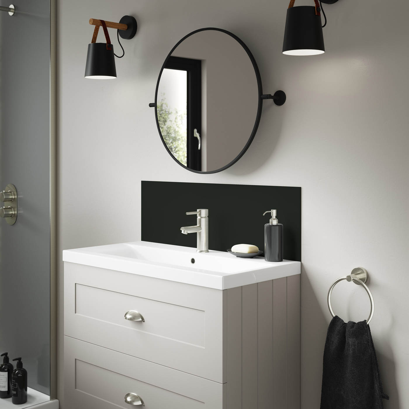 Splashwall Alloy Matt Midnight grey green Aluminium Double-sided (H)25x (W)80cm - Image 3
