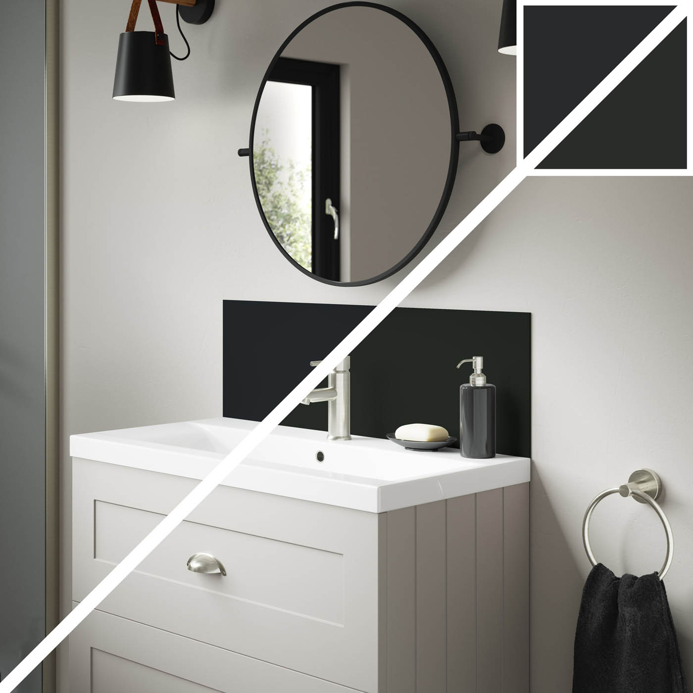 Splashwall Alloy Matt Midnight grey green Aluminium Double-sided (H)25x (W)80cm - Image 4