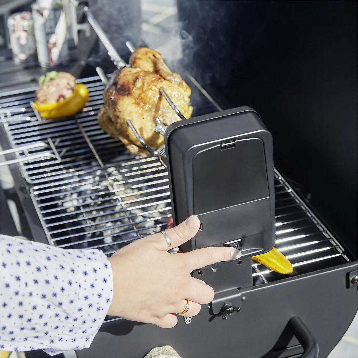 Griffin Black Charcoal Barbecue Rectangle Garden BBQ Grill Trolley Portable - Image 6