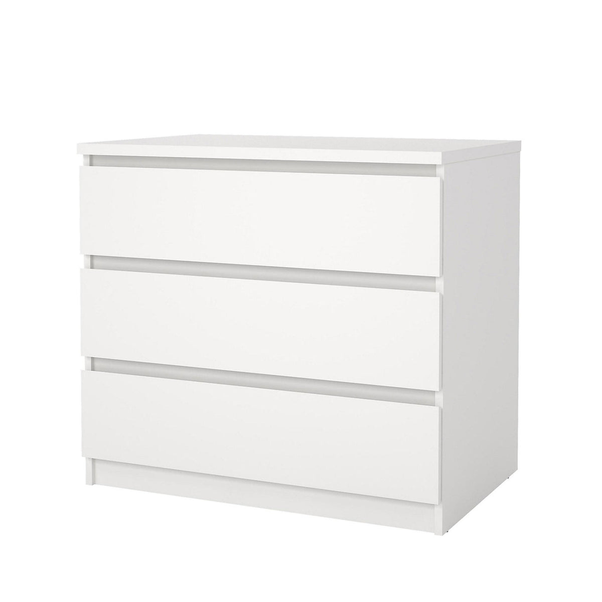 Esla Matt White 3 Drawer Chest Bedroom Storage Cabinet 770mm Wide Scandinavian - Image 1
