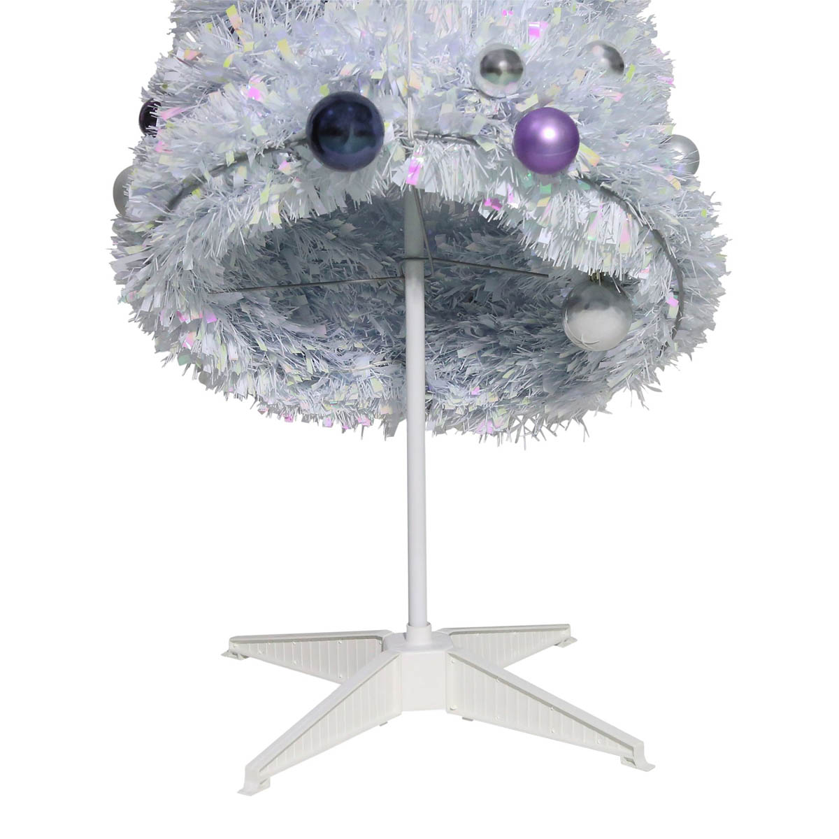 Christmas Tree 6ft White Slim Artificial LED Pre Lit 40 Warm White Timer Baubles - Image 6