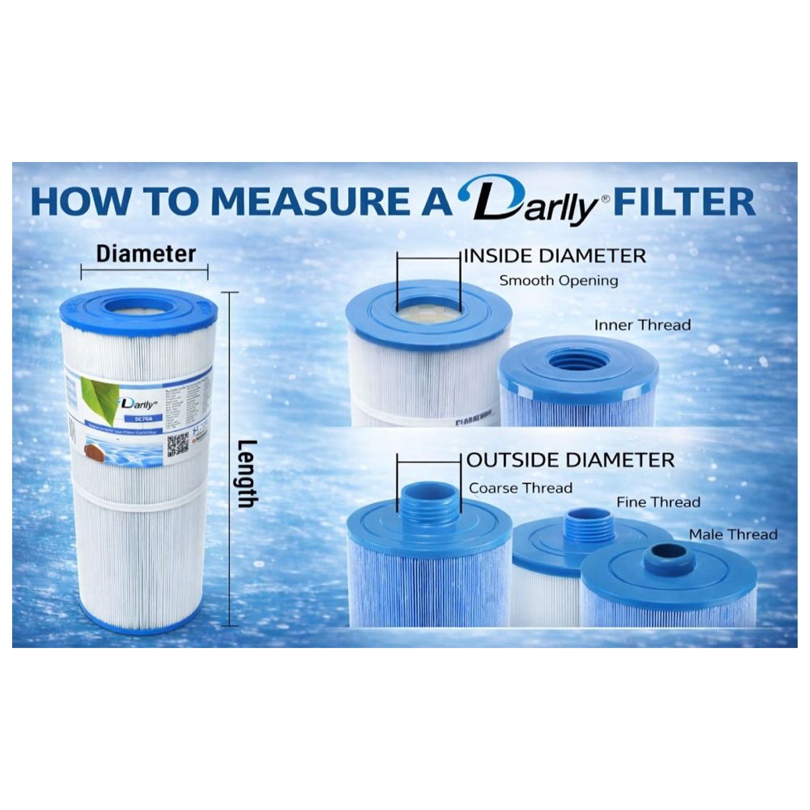 Darlly Spa Filter Cartridge Replacement SC720 Hot Tub PAS50SVF2M 6CH502 60506 - Image 4