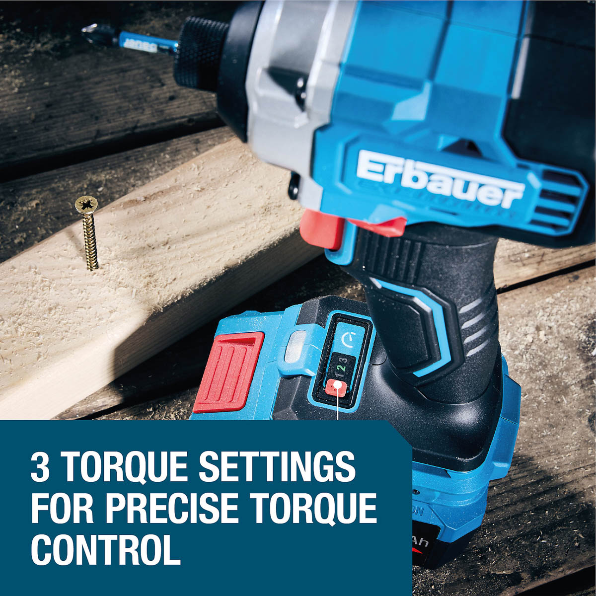 Erbauer Impact Driver Cordless ERI1093IPD Brushless 18V 1 x 4Ah Li-ion EXT - Image 5