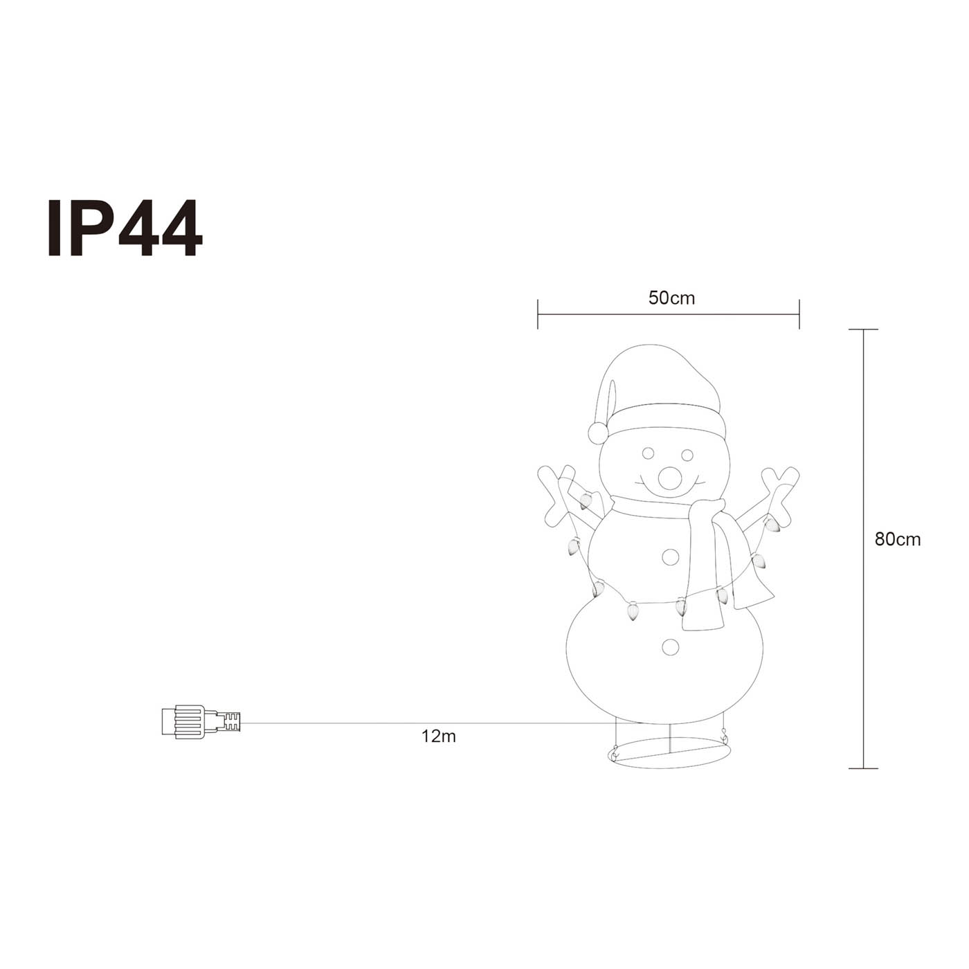 LED Christmas Snowman Silhouette Ice White Freestanding Decoration Home (H)80cm - Image 2