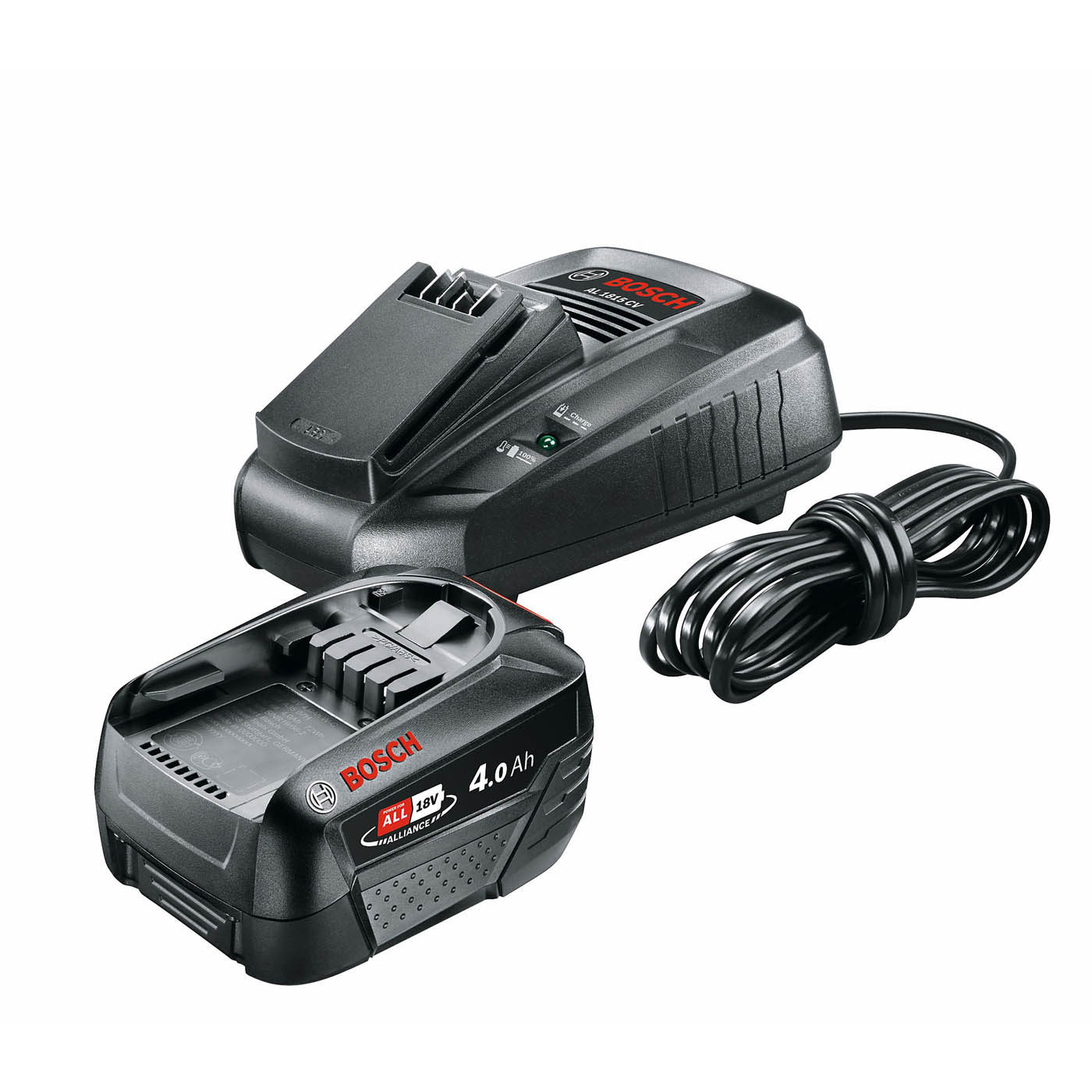 Bosch Battery And Charger Starter Set PBA 18V 1 x 4Ah Li-ion For Garden Tools - Image 1