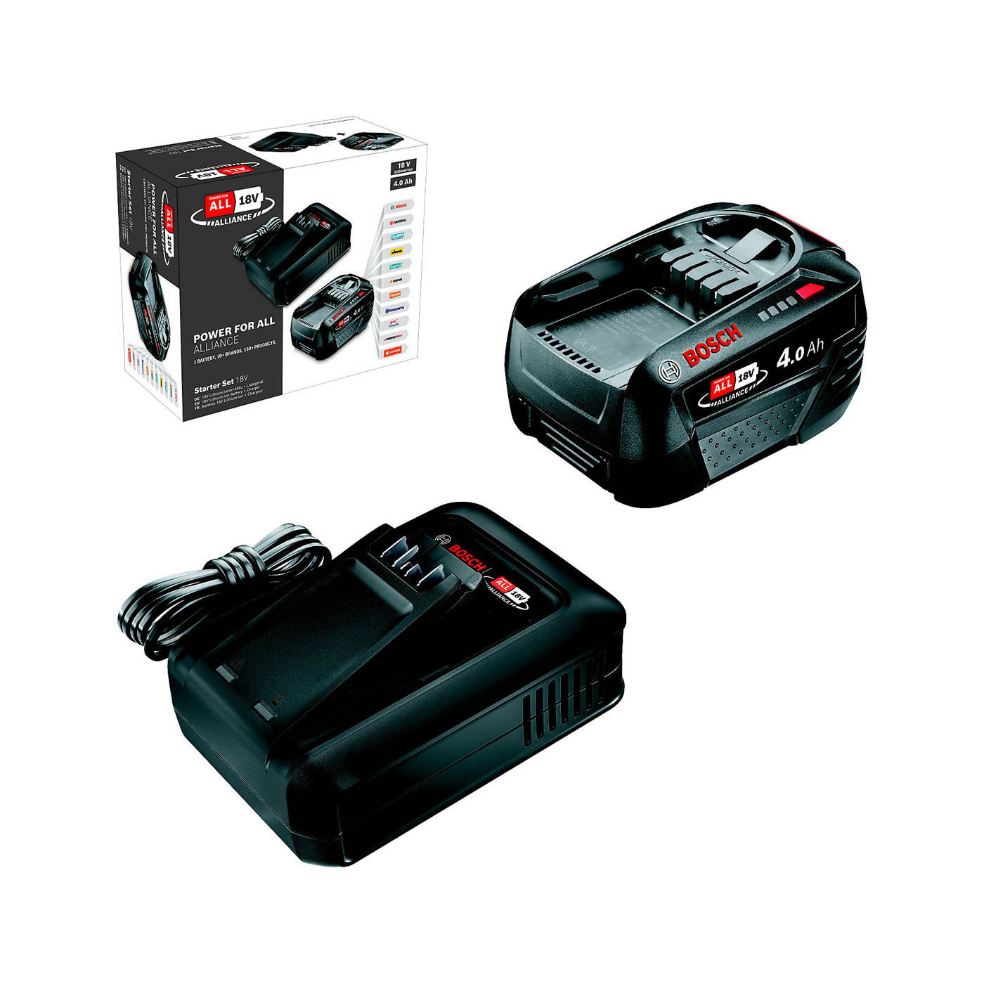 Bosch Battery And Charger Starter Set PBA 18V 1 x 4Ah Li-ion For Garden Tools - Image 2