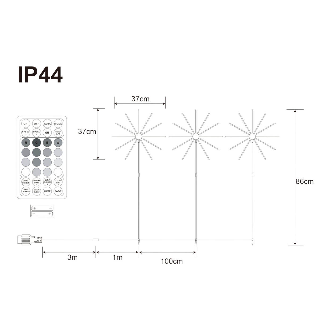 LED Garden Light Path Firework Freestanding Multicolour Festive Timer (H)860mm - Image 2