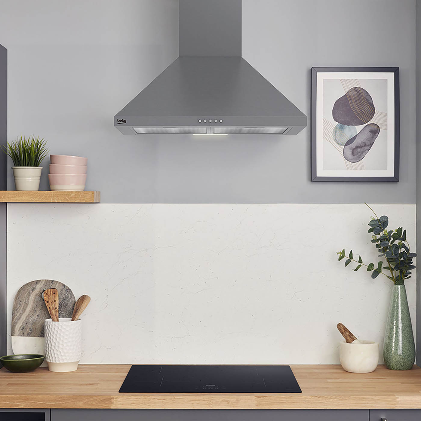 Beko Cooker Hood 59.8cm Chimney HCP61422XH Stainless Steel Extractor Fan Modern - Image 2