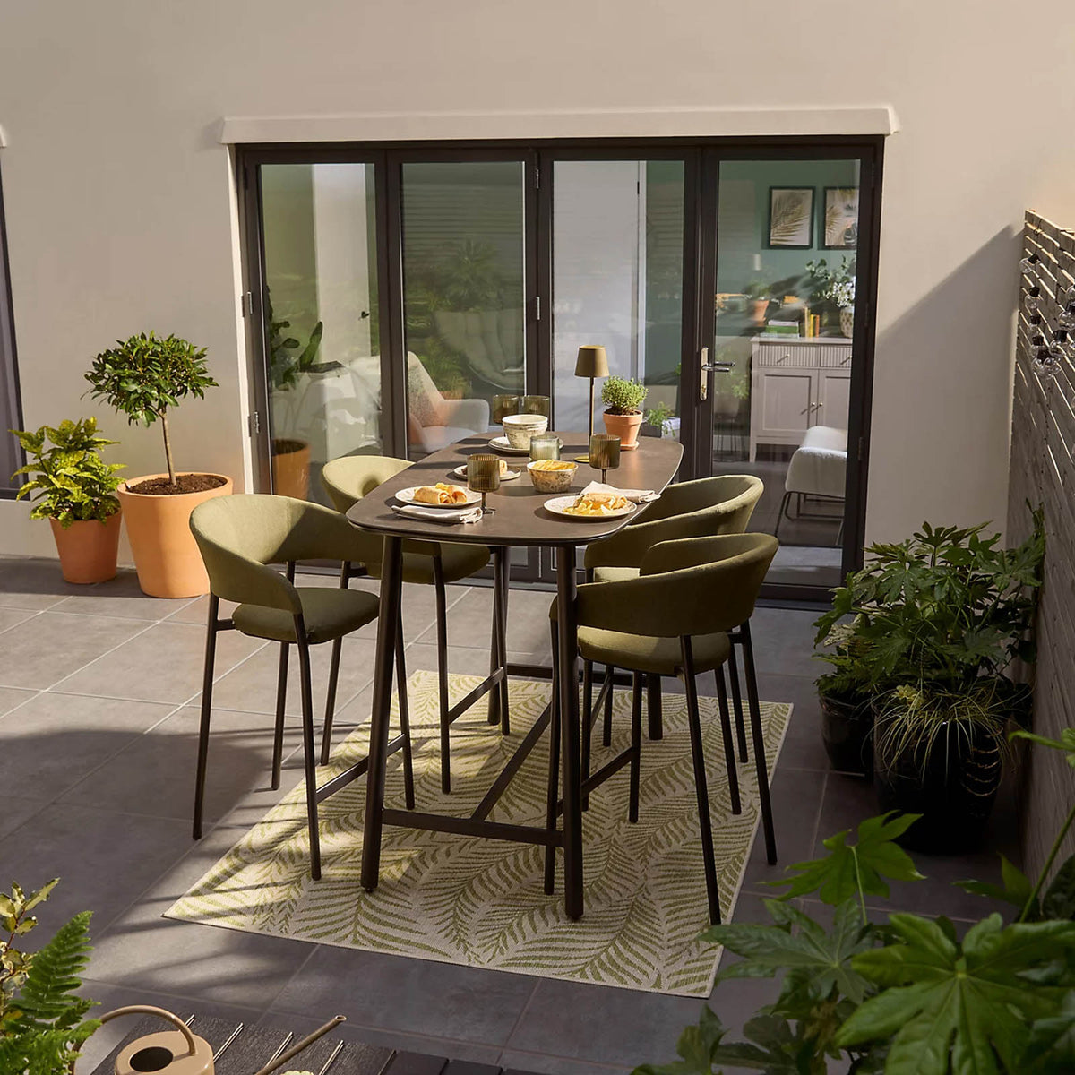 GoodHome Lucala 4 Seater Garden Dining Table Black Aluminium 152cm - Image 5