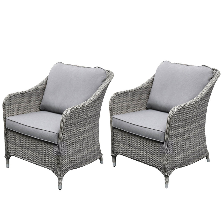 Rattan Garden Set 4 Seater Outdoor Patio Dining Furniture Grey Sofa Chairs Table - Image 2