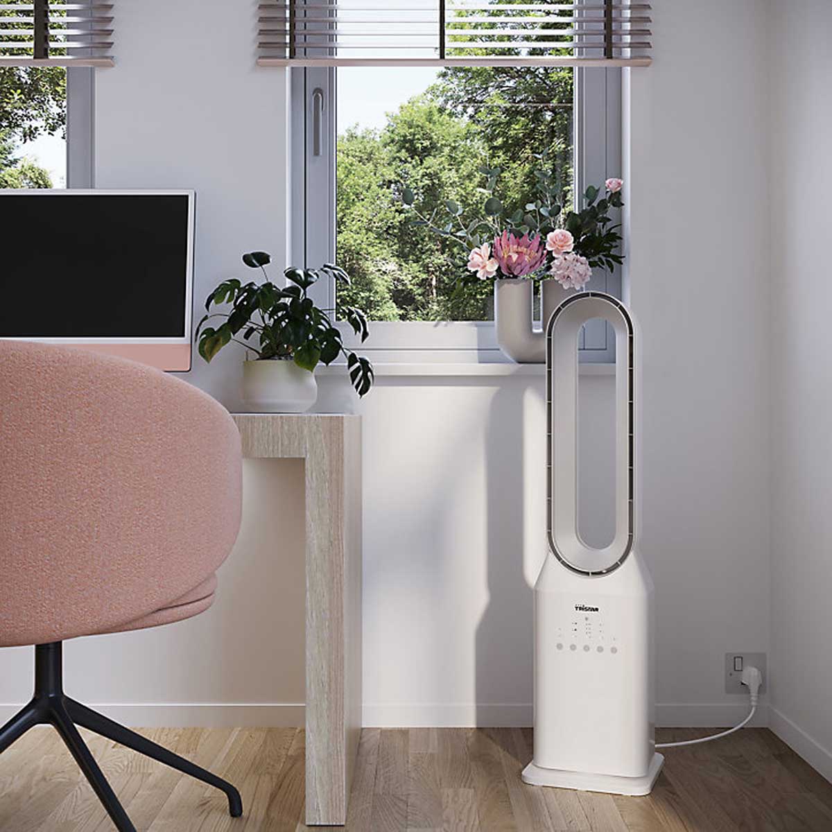 Tristar Air Cooler Fan Portable White LED Remote Bladeless Timer Oscillating - Image 5