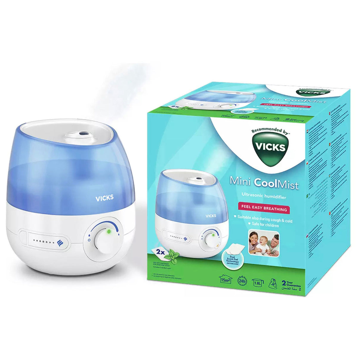 Vicks Humidifier Ultrasonic Cool Quiet Mist with Timer Variable Control 1.8l - Image 1