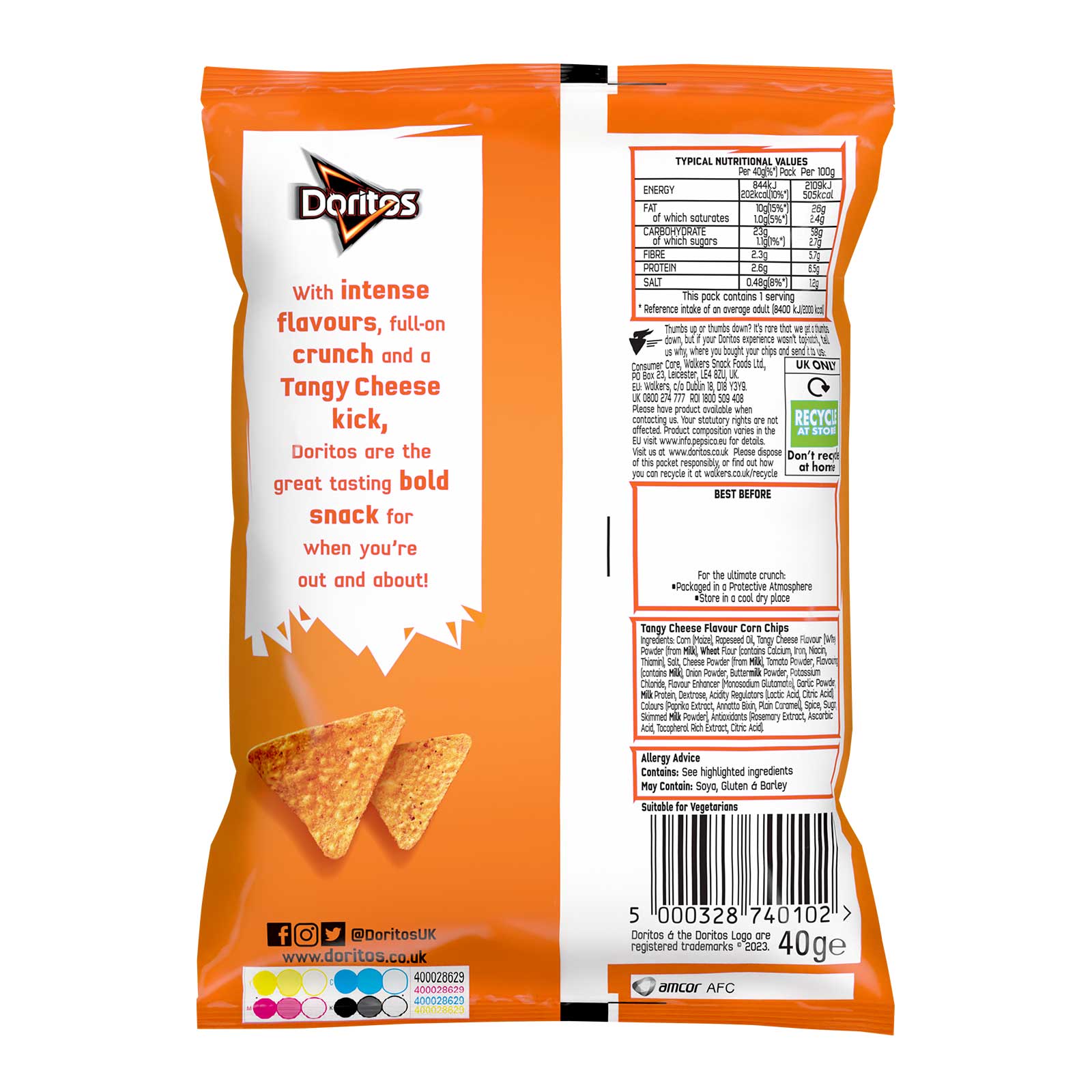 Doritos Tortilla Chips Tangy Cheese Sharing Snacks 32 Bags x 40g - Image 2
